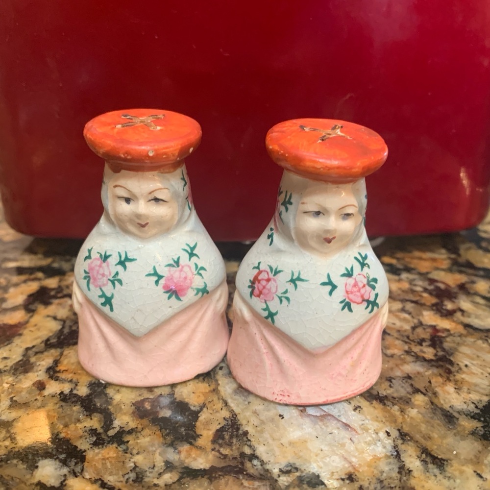 Vintage 1940’s Dutch Women Ceramic Salt and Pepper Shakers